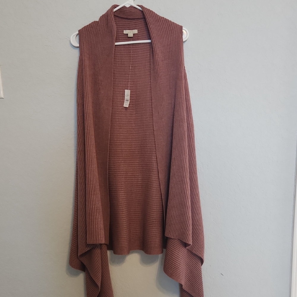 LOFT One Size Dusty Rose Pink Sweater Long Open Front Women's Poncho